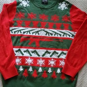 Mens Ugly Christmas sweater- Guns size M